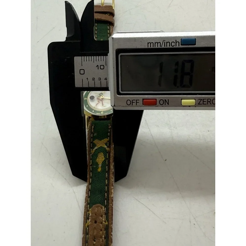 David Jordan Quartz Rotating Bowling Watch Round Face Brown Green Canvas Band